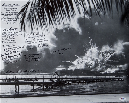 Pearl Harbor Attack Survivors Signed 16x20 Photo (PSA/DNA)